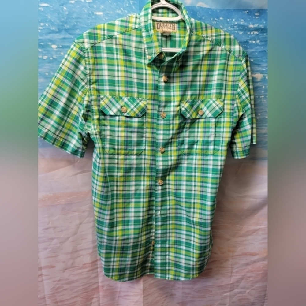 Duluthโ Trading Co Men's Green Plaid Button Down Shirt Size Small
